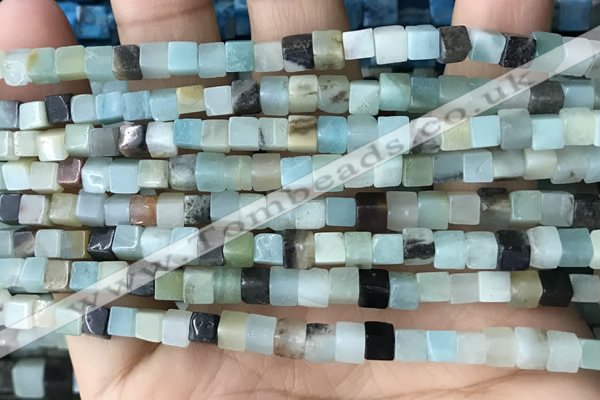 CCU460 15.5 inches 4*4mm cube amazonite beads wholesale