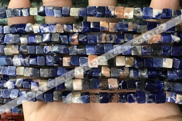 CCU463 15.5 inches 4*4mm cube sodalite gemstone beads wholesale