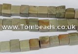 CCU47 15.5 inches 6*6mm cube silver leaf jasper beads wholesale