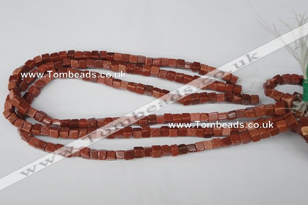 CCU48 15.5 inches 6*6mm cube goldstone beads wholesale