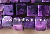 CCU484 15.5 inches 6*6mm cube purple crazy lace agate beads