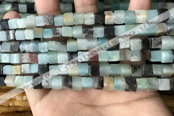 CCU486 15.5 inches 6*6mm cube amazonite beads wholesale