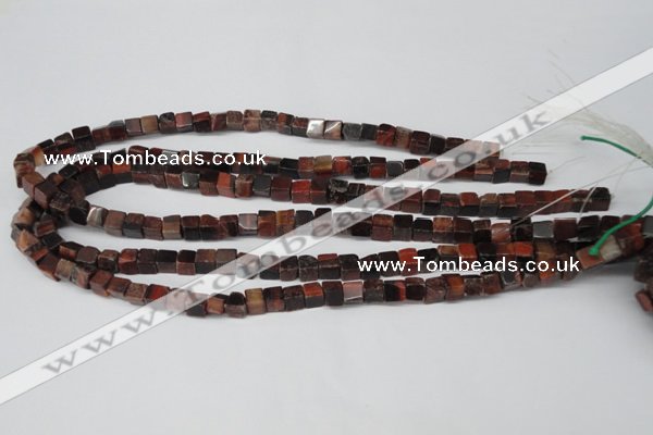 CCU49 15.5 inches 6*6mm cube red tiger eye beads wholesale