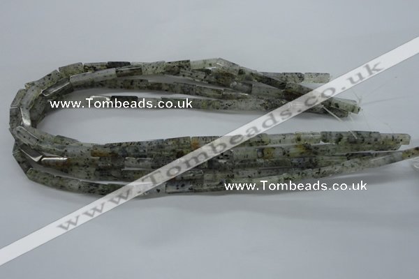 CCU514 15.5 inches 4*13mm cuboid moss quartz beads wholesale