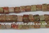 CCU52 15.5 inches 6*6mm cube New unakite beads wholesale