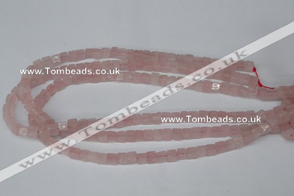 CCU56 15.5 inches 6*6mm cube rose quartz beads wholesale