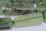 CCU606 15.5 inches 8*20mm - 10*30mm cuboid green rutilated quartz beads