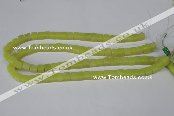 CCU64 15.5 inches 8*8mm cube olive jade beads wholesale