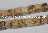 CCU65 15.5 inches 8*8mm cube picture jasper beads wholesale