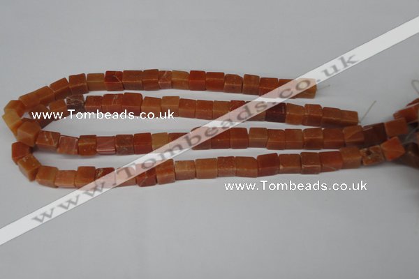 CCU68 15.5 inches 8*8mm cube red aventurine beads wholesale