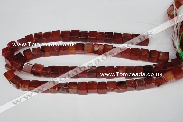 CCU70 15.5 inches 10*10mm cube red agate beads wholesale