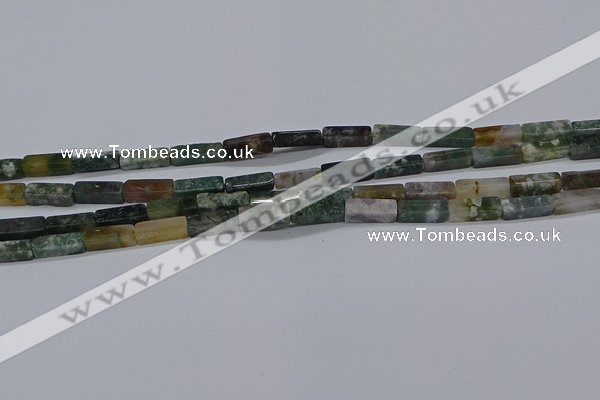 CCU713 15.5 inches 4*13mm cuboid moss agate beads wholesale