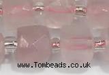 CCU753 15 inches 8*8mm faceted cube rose quartz beads