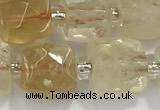 CCU755 15 inches 8*8mm faceted cube citrine beads