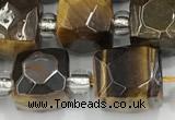 CCU767 15 inches 8*8mm faceted cube yellow tiger eye beads