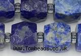 CCU789 15 inches 10*10mm faceted cube lapis lazuli beads