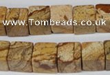 CCU80 15.5 inches 12*12mm cube picture jasper beads wholesale