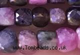 CCU812 15 inches 4mm faceted cube tourmaline beads