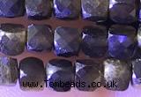 CCU814 15 inches 4mm faceted cube obsidian beads