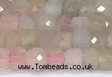 CCU831 15 inches 4mm faceted cube morganite beads