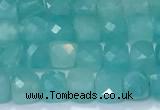 CCU835 15 inches 4mm faceted cube amazonite beads