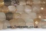 CCU837 15 inches 4mm faceted cube sunstone beads