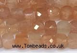 CCU849 15 inches 4mm faceted cube golden sunstone beads