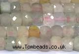 CCU874 15 inches 4mm faceted cube morganite beads