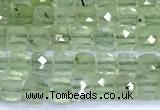 CCU876 15 inches 4mm faceted cube prehnite beads