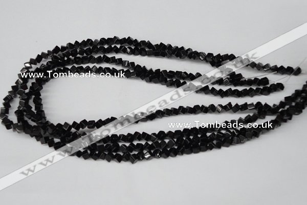 CCU94 15.5 inches 4*4mm cube black agate beads wholesale