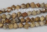 CCU95 15.5 inches 4*4mm cube picture jasper beads wholesale