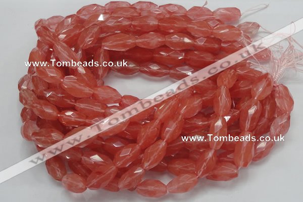 CCY01 15.5 inches 12*22mm faceted rice cherry quartz beads wholesale