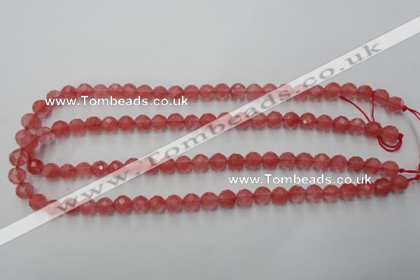 CCY112 15.5 inches 8mm faceted round cherry quartz beads wholesale