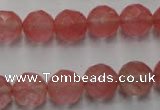 CCY114 15.5 inches 12mm faceted round cherry quartz beads wholesale