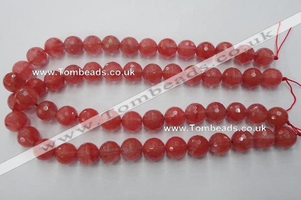 CCY115 15.5 inches 14mm faceted round cherry quartz beads wholesale