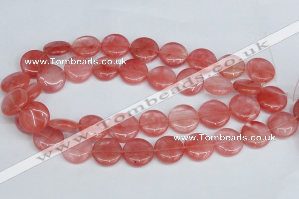 CCY153 15.5 inches 20mm flat round cherry quartz beads wholesale