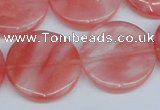 CCY154 15.5 inches 25mm flat round cherry quartz beads wholesale