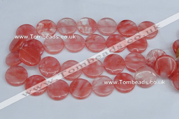 CCY154 15.5 inches 25mm flat round cherry quartz beads wholesale