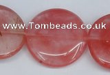 CCY155 15.5 inches 30mm flat round cherry quartz beads wholesale