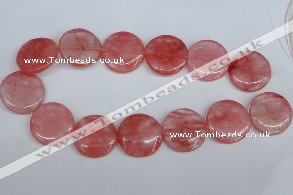 CCY155 15.5 inches 30mm flat round cherry quartz beads wholesale