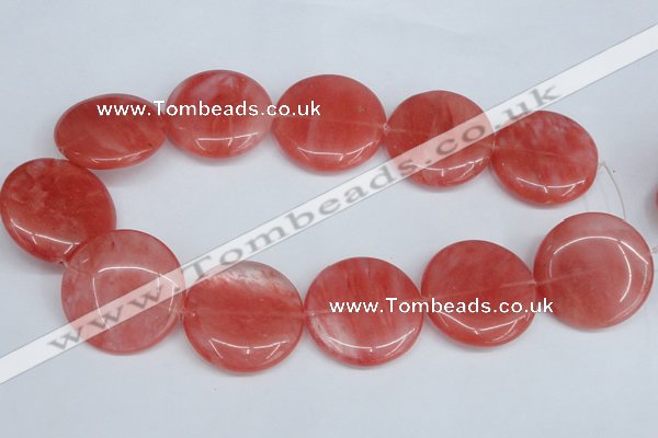 CCY156 15.5 inches 35mm flat round cherry quartz beads wholesale