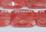 CCY166 15.5 inches 20*30mm faceted rectangle cherry quartz beads
