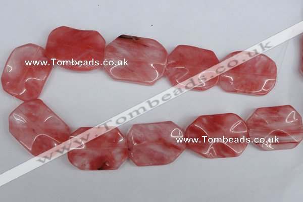 CCY167 15.5 inches 30*40mm wavy rectangle cherry quartz beads