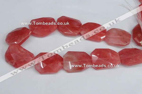 CCY169 15.5 inches 30*40mm twisted & faceted rectangle cherry quartz beads