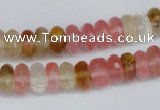 CCY205 15.5 inches 6*10mm faceted rondelle volcano cherry quartz beads