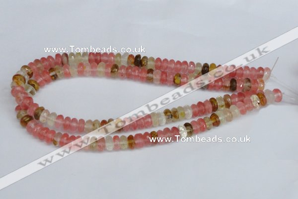 CCY205 15.5 inches 6*10mm faceted rondelle volcano cherry quartz beads