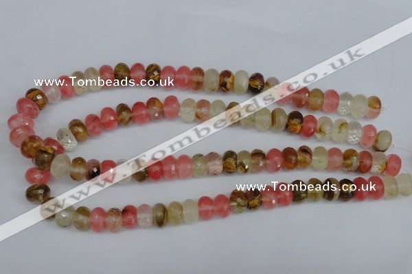 CCY206 15.5 inches 8*12mm faceted rondelle volcano cherry quartz beads