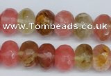 CCY207 15.5 inches 10*14mm faceted rondelle volcano cherry quartz beads