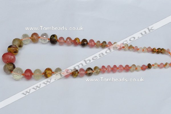 CCY209 4*8mm - 13*18mm faceted rondelle volcano cherry quartz beads