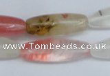 CCY212 15.5 inches 10*30mm rice volcano cherry quartz beads